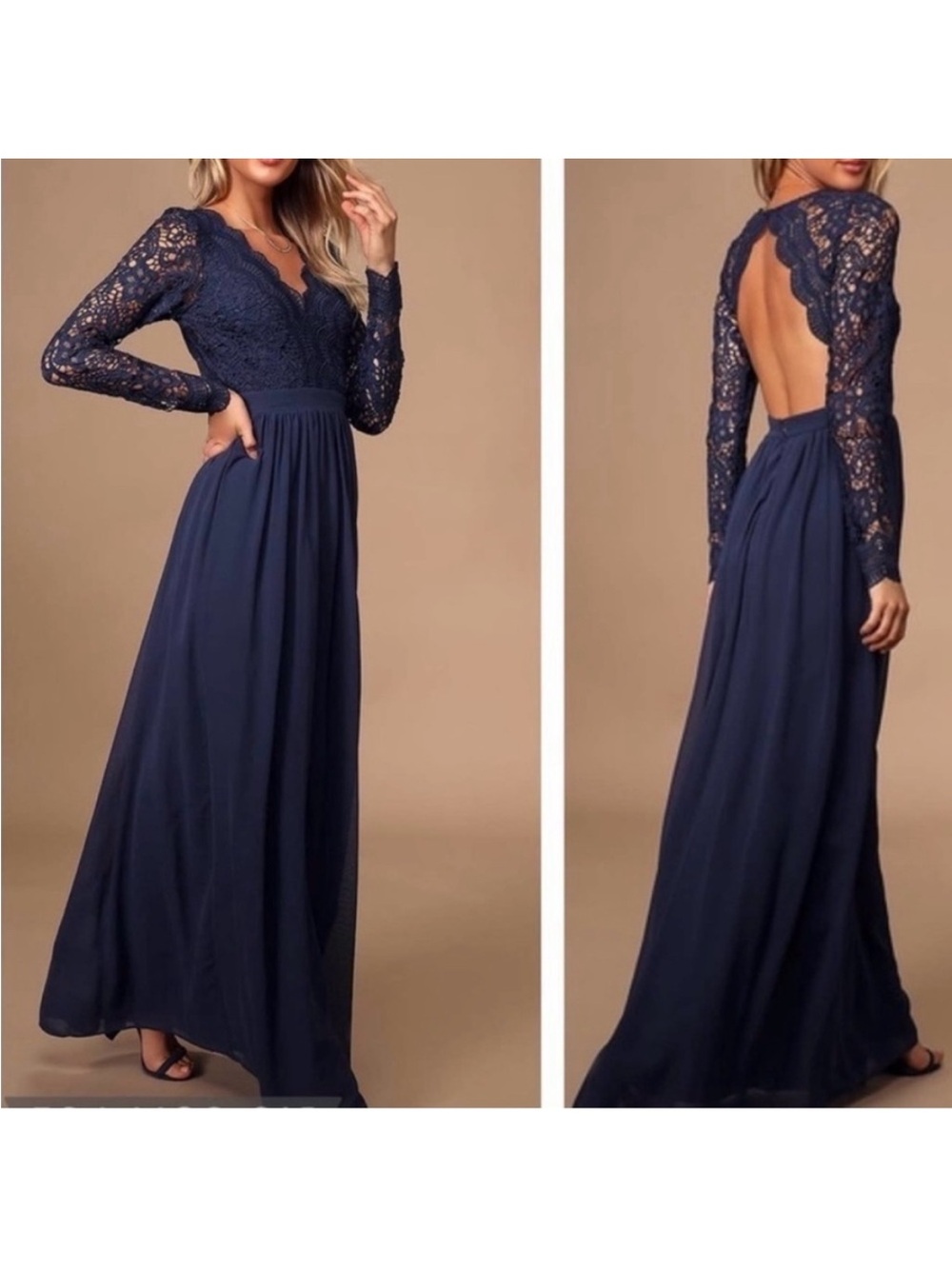 Awaken My Love Long Sleeve Lace Maxi Dress New